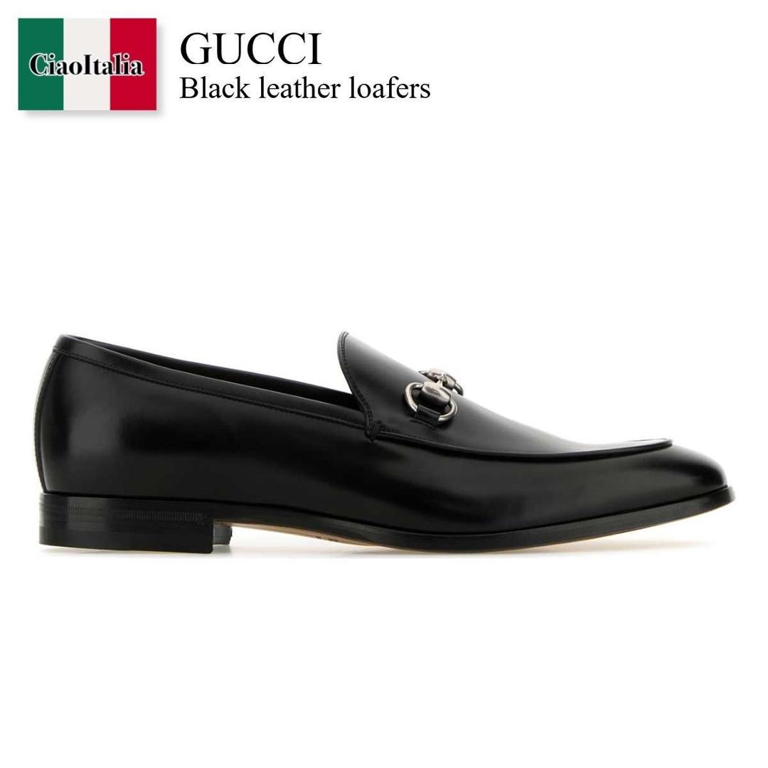 GUCCI グッチ ブラックレザー ローファー GUCCI - GUCCI グッチ レザー ローファー 表記サイズ34 1/2 (約