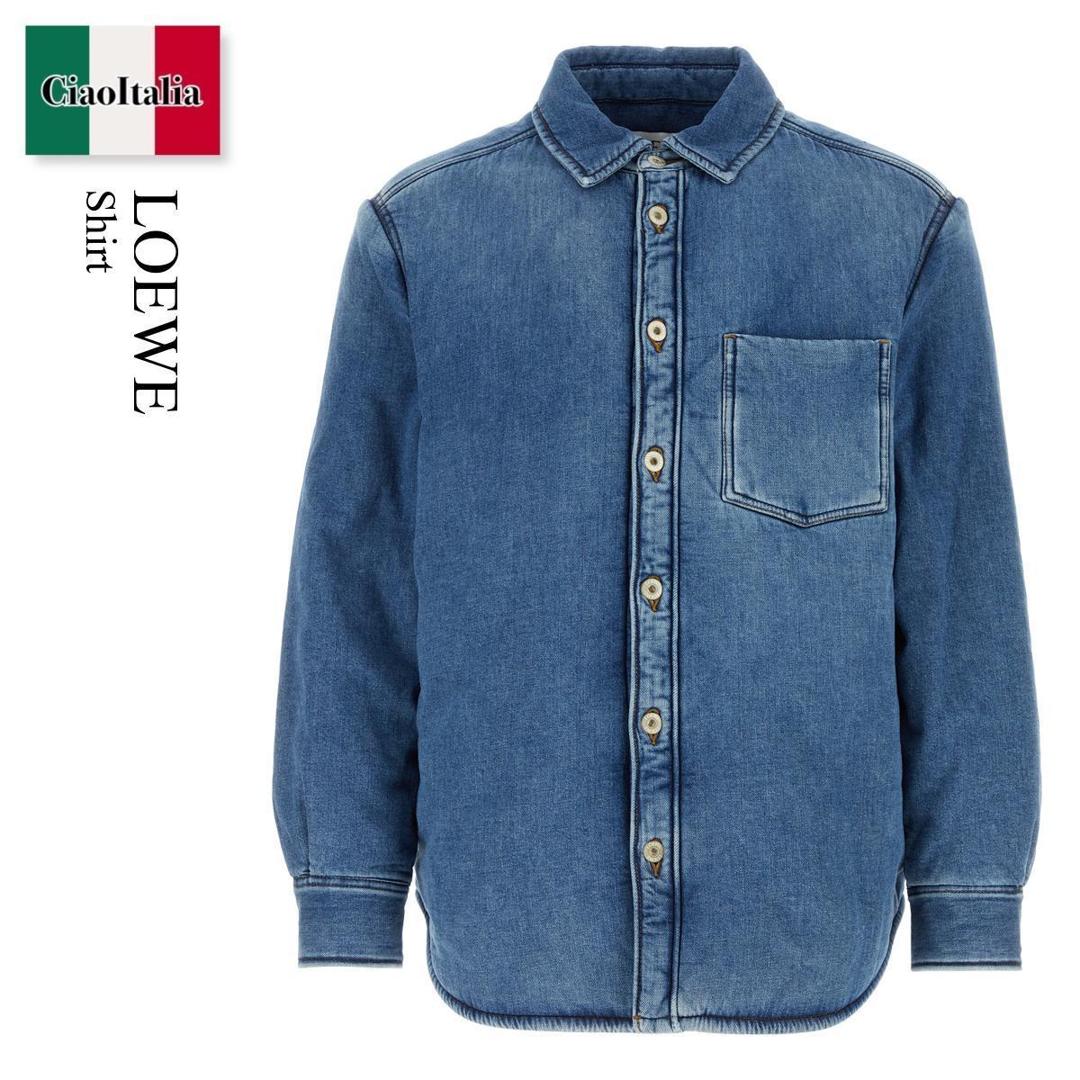 楽天市場】ロエベ LOEWE 長袖レギュラーカラーシャツ ブルー メンズ