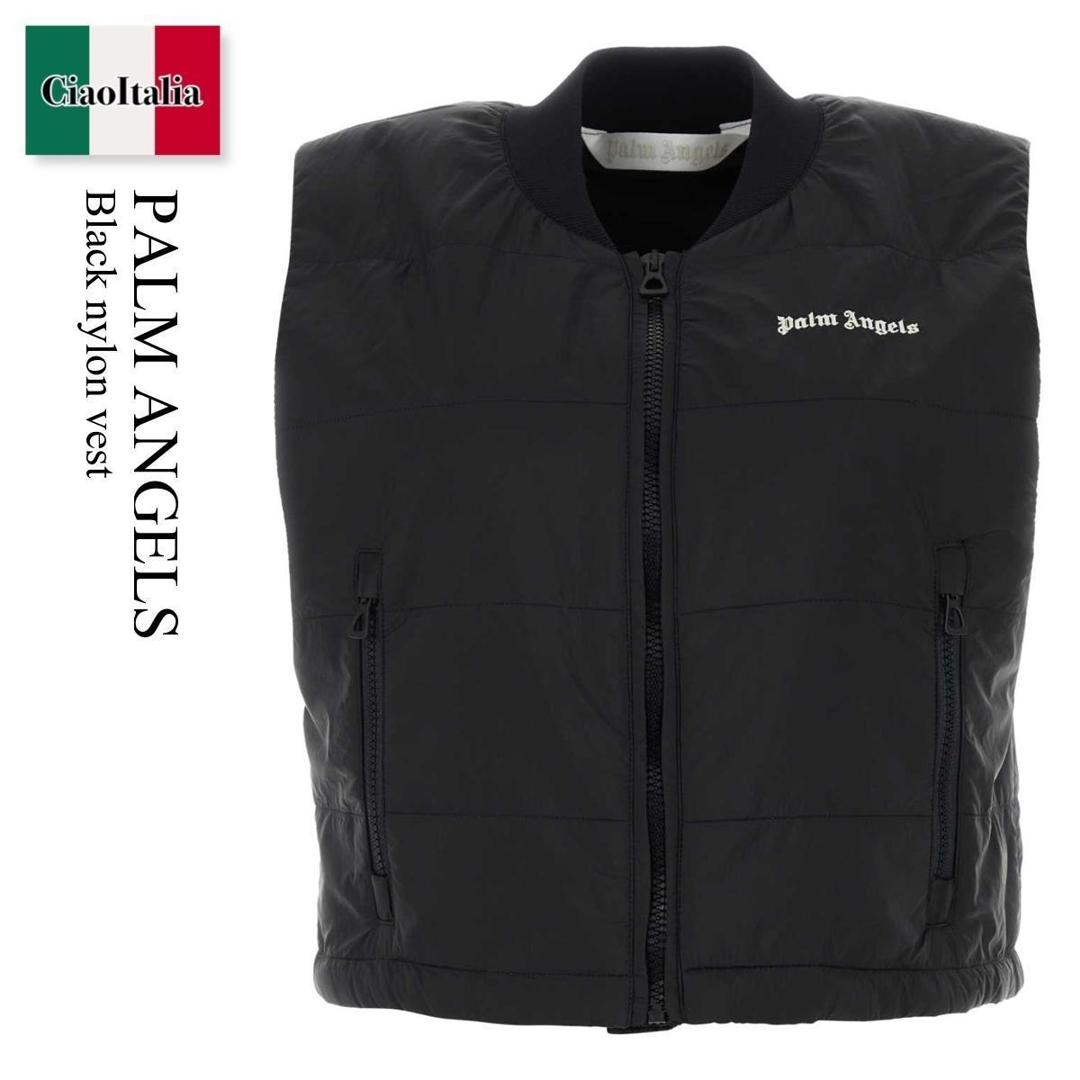 【寸法押さえる・店卸し資産境界線・早め者制覇！】 パームエンジェルス / Palm Angels Black Nylon Vest / PWEA118S24FAB001 / PWEA118S24FAB001 1003 / PWEA118S24FAB0011003 / より良い・ジレ