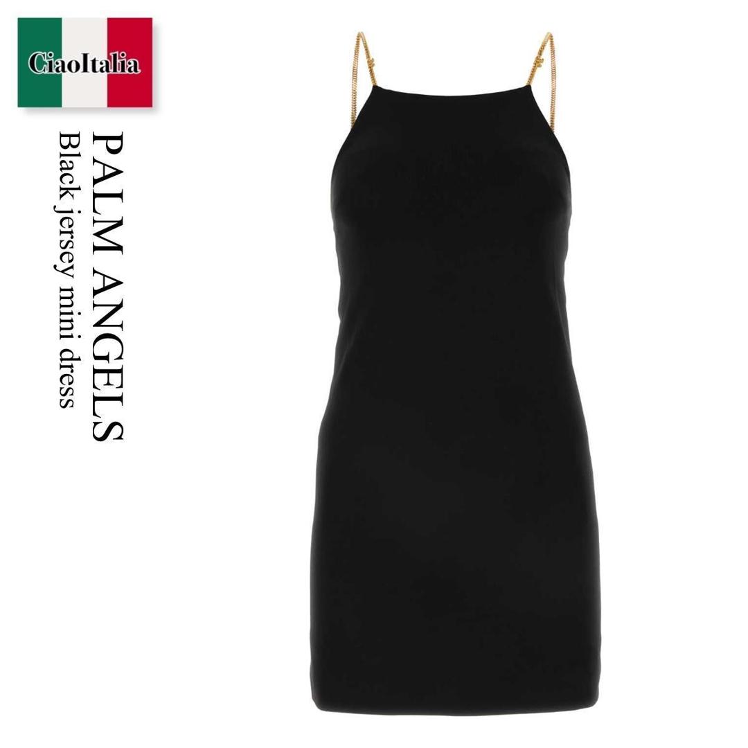 【数量限定・在庫限り・早い者勝ち！】 パームエンジェルス / Palm Angels Black Jersey Mini Dress / PWDB220S24FAB001 / PWDB220S24FAB001 1010 / PWDB220S24FAB0011010 / ワンピース