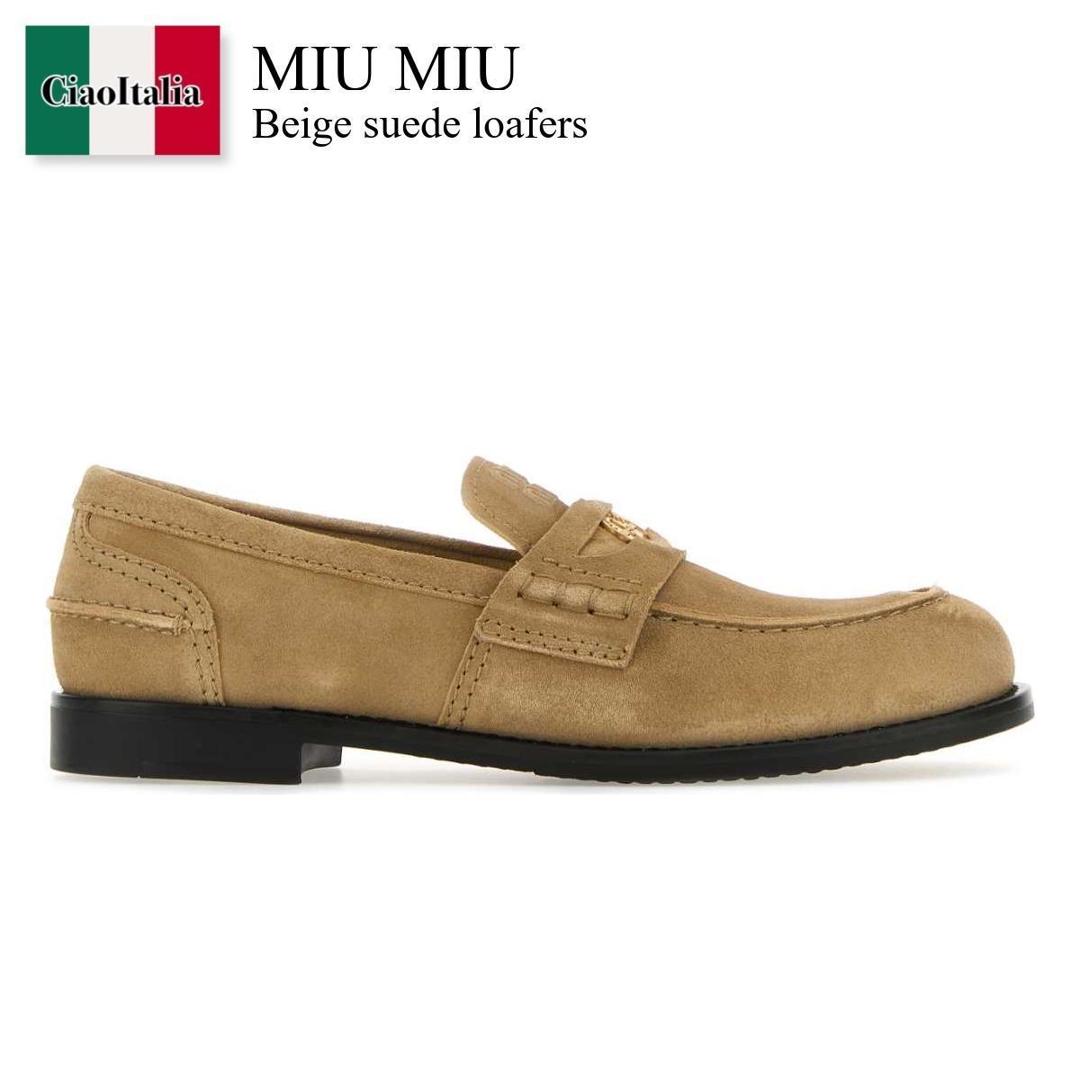 【関税込み】Miu Miu スエード ローファー Miu Miu スエードローファー | ブラウン | FARFETCH JP