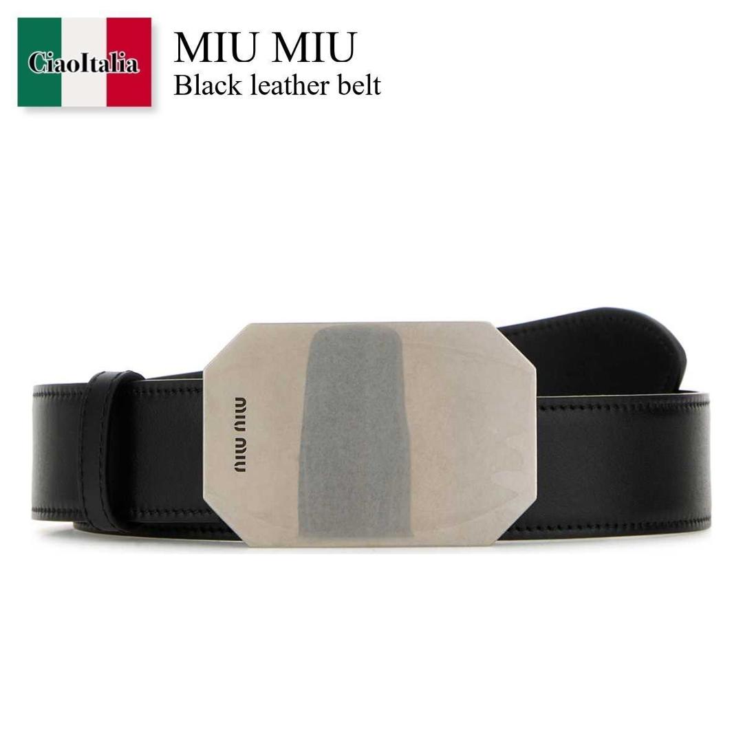 ◆大人気◆関税込◆【MIUMIU】カーフスキン ベルト ブラック MIU MIU ロゴ ベルト カーフレザー ブラック ミュウミュウ