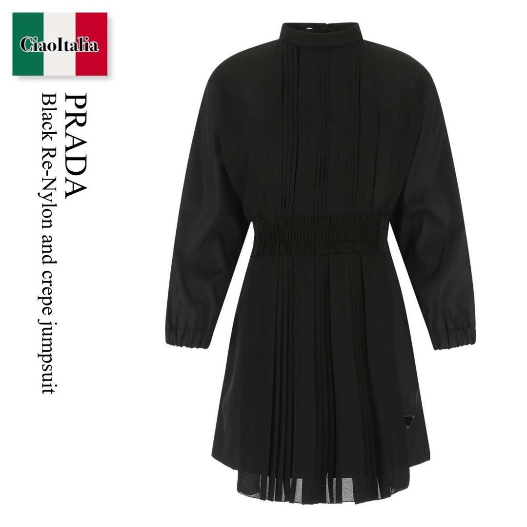 【物量制限事項・店卸し資産極限点・早め者制覇！】 プラダ / Prada Black Re-Nylon And Crepe Jumpsuit / P256GT F0002 / P256GT S22211FS F0002 / P256GTS22211FS / P256GTS22211FS F0002 / P256GTS22211FSF0002 / オールインワン・サロペット