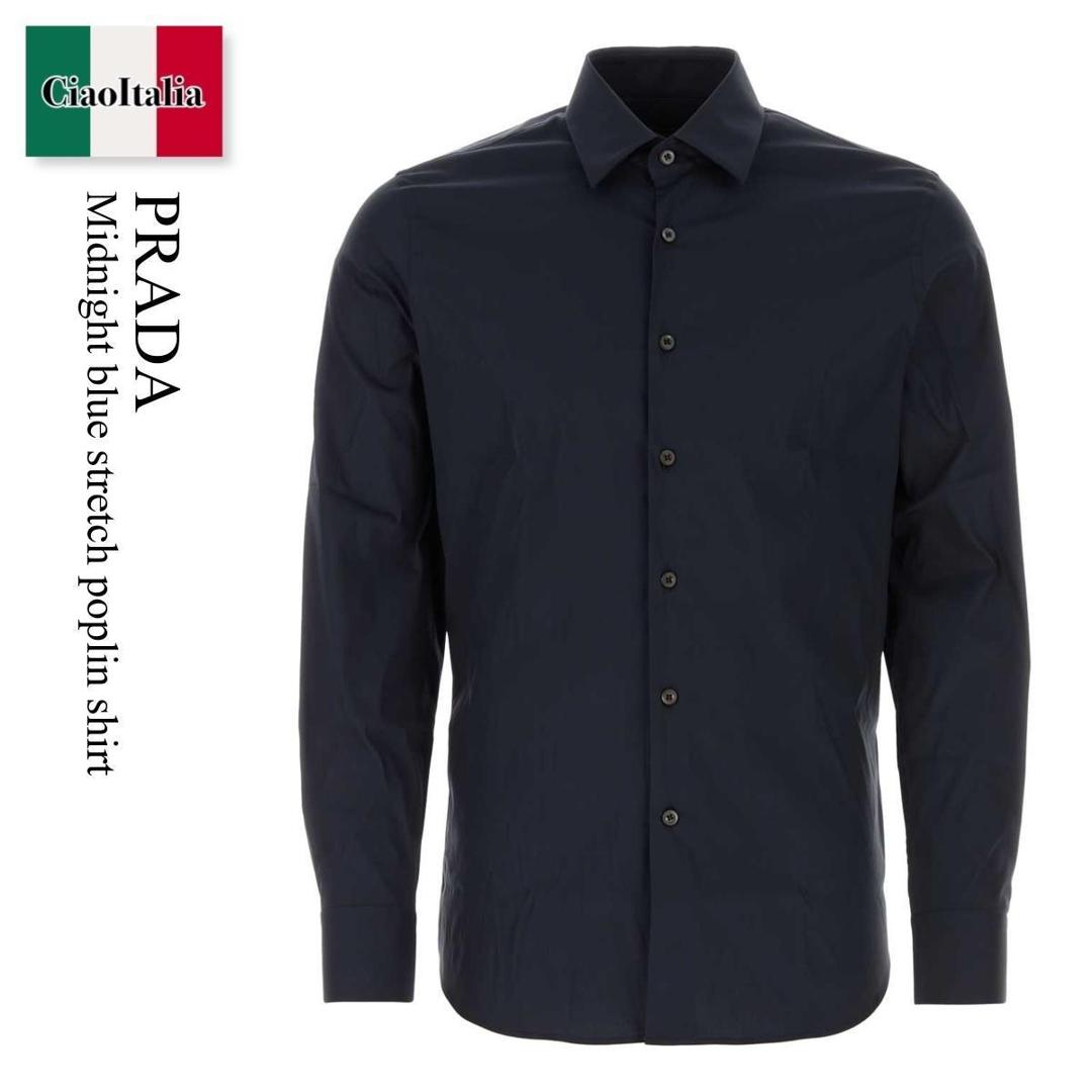 【寸法押さえる・店卸し資産境界線・早め者制覇！】 プラダ / Prada Midnight Blue Stretch Poplin Shirt / UCM608 F0008 / UCM608 SOOO10HT F0008 / UCM608SOOO10HT / UCM608SOOO10HT F0008 / UCM608SOOO10HTF0008 / プルオーバー