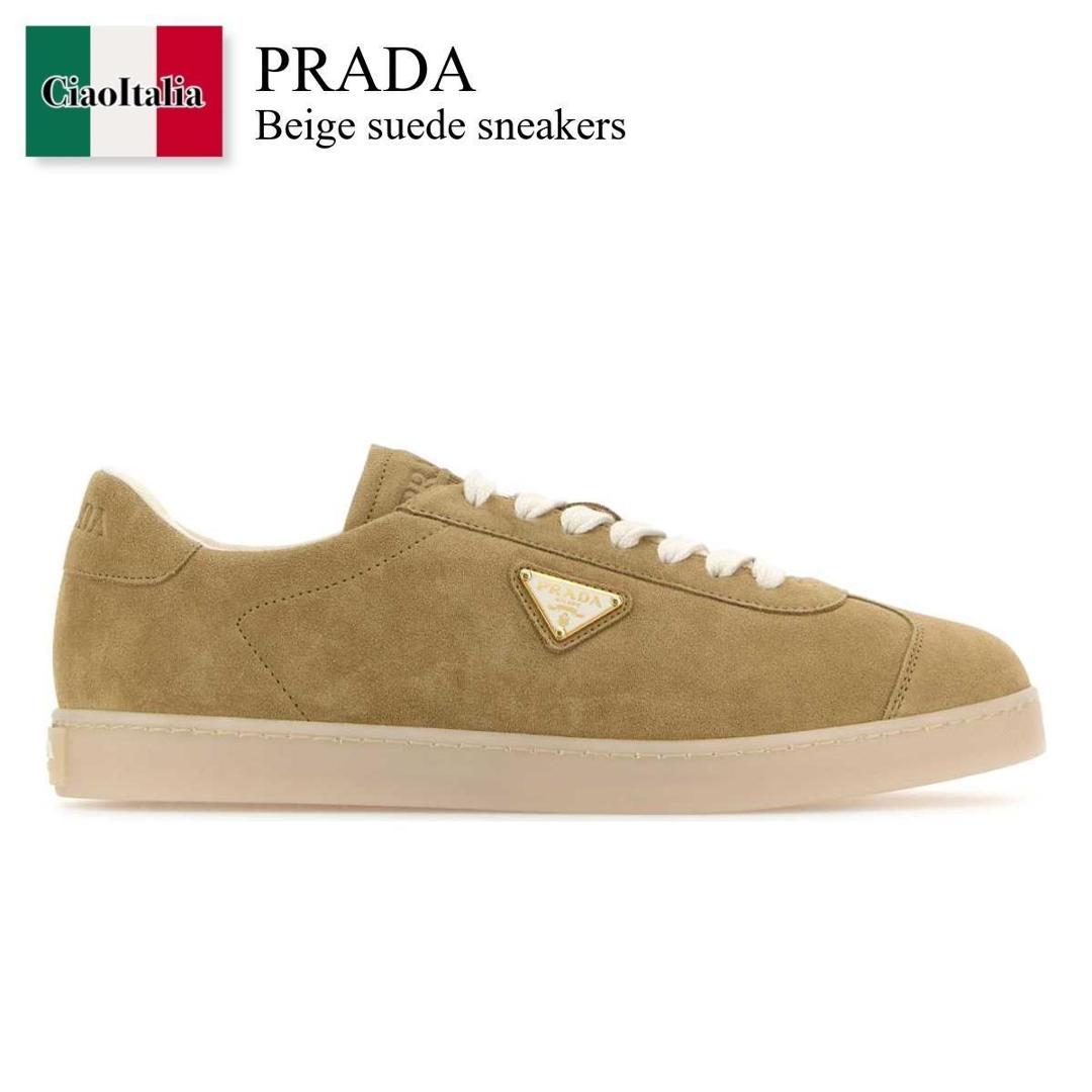 【数量限定・在庫限り・早い者勝ち！】 プラダ / Prada Beige Suede Sneakers / 2EE394 F0379 / 2EE394 054 F0379 / 2EE394054 / 2EE394054 F0379 / 2EE394054F0379 / スニーカー