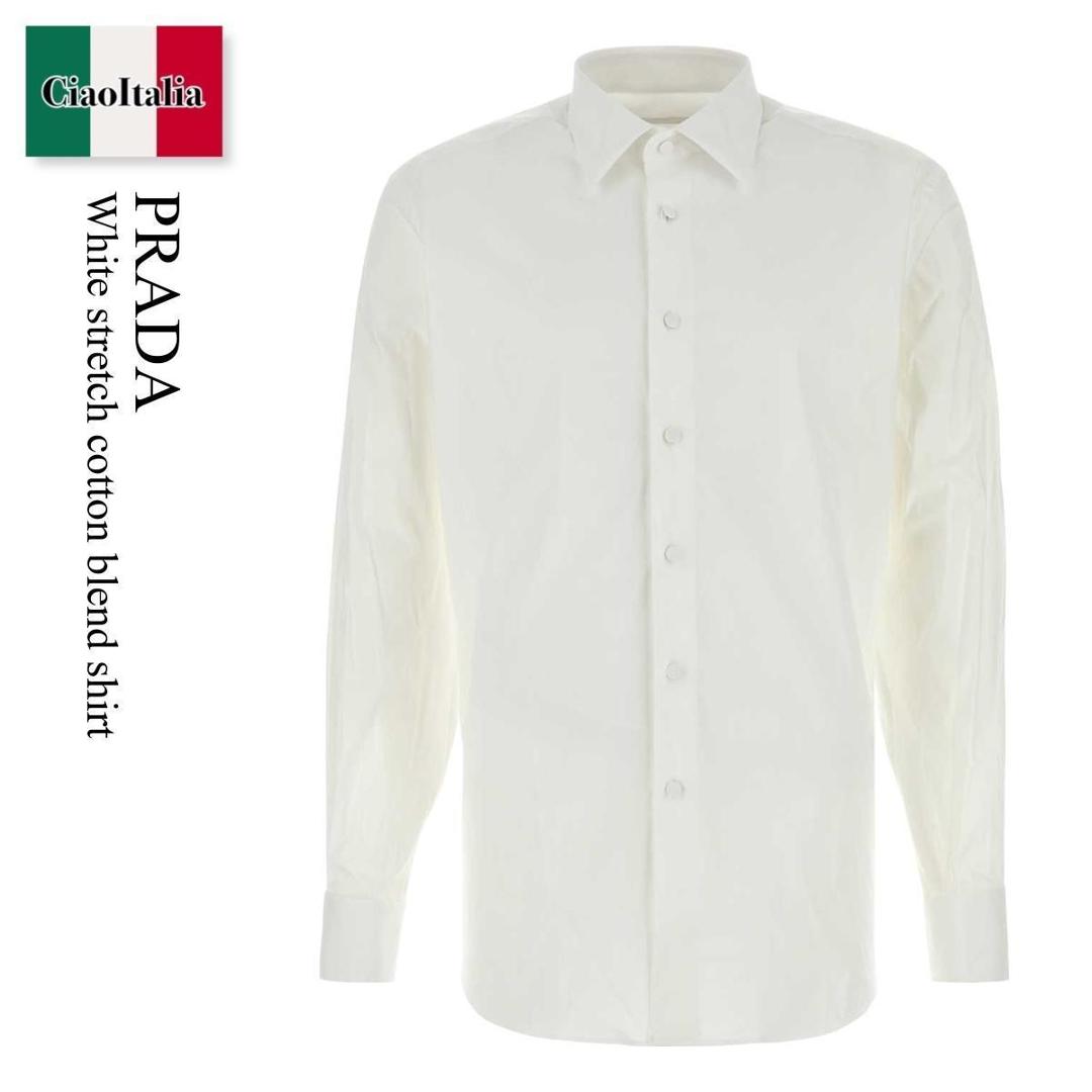【寸法押さえる・店卸し資産境界線・早め者制覇！】 プラダ / Prada White Stretch Cotton Blend Shirt / UCM492 F0009 / UCM492 SOOO10XM F0009 / UCM492SOOO10XM / UCM492SOOO10XM F0009 / UCM492SOOO10XMF0009 / プルオーバー
