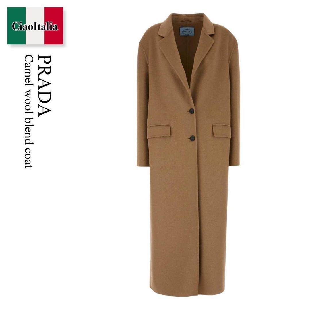 新品同様　PRADA プラダ　特大トライアングルロゴ　フーデッドロングコート 新品同様 PRADA プラダ 特大トライアングルロゴ フーデッド