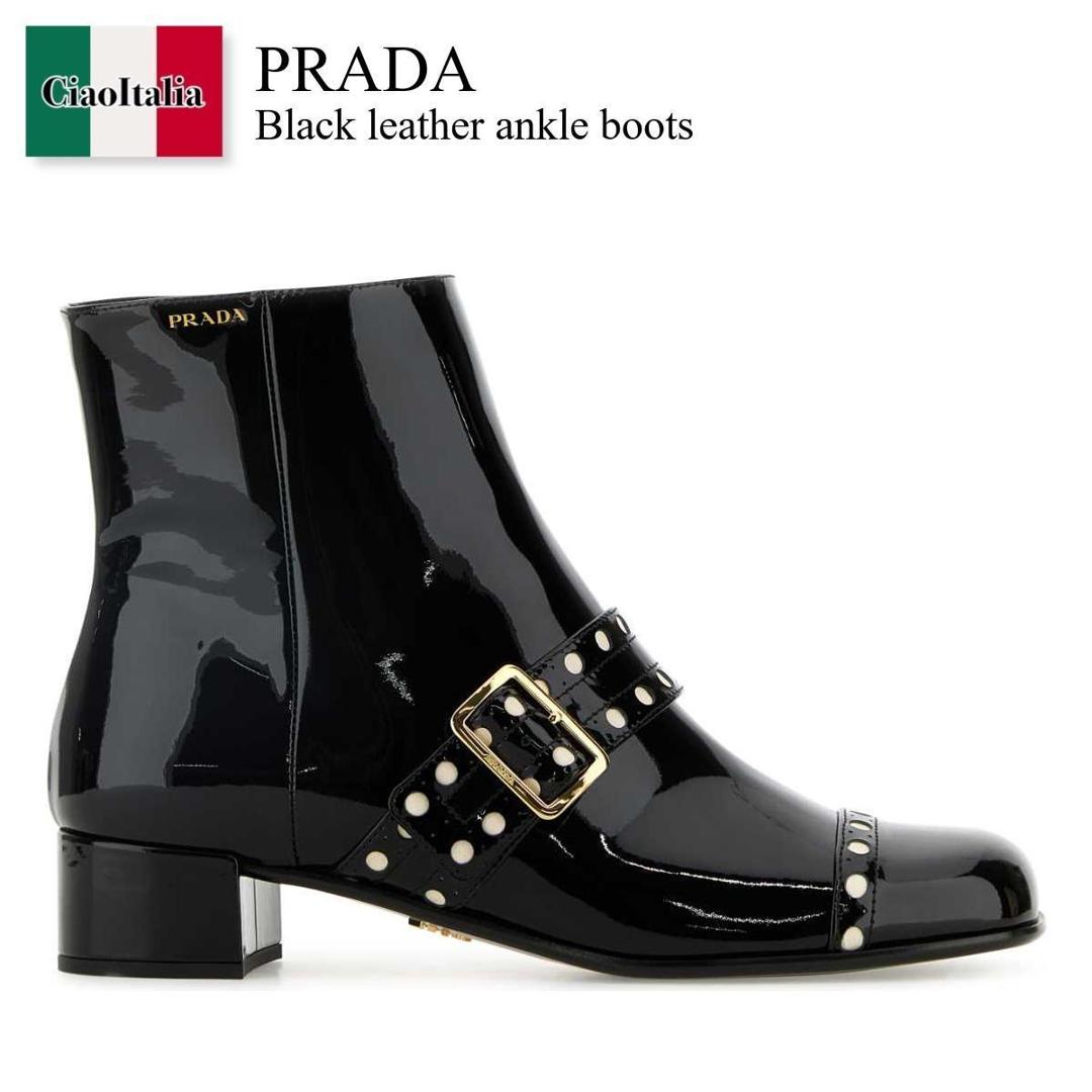 楽天市場】PRADA プラダ ブーツ ブーティー トライアングルロゴレザー