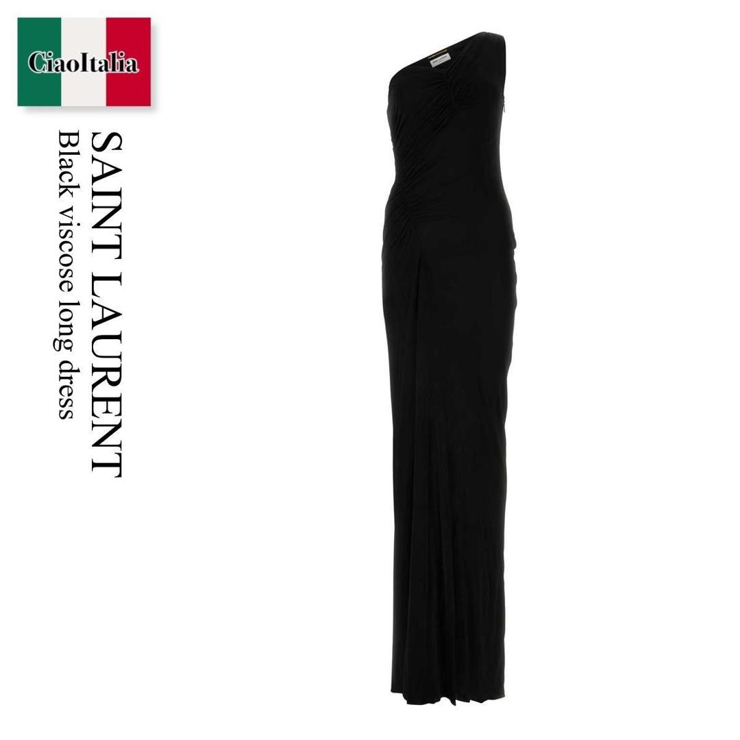 【Saint Laurent】ワンショルダーロングドレス ブラック Saint Laurent(サンローラン) パーティードレス(レディース