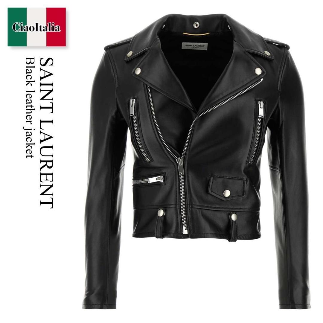 【量目押さえる・店卸し資産極限点・早め者制勝！】 サンローラン / Saint Laurent Black Leather Jacket / 481862 Y5YA2 / 481862 Y5YA2 1000 / 481862Y5YA2 / 481862Y5YA2 1000 / 481862Y5YA21000 / なめし革上衣・厚地の外套