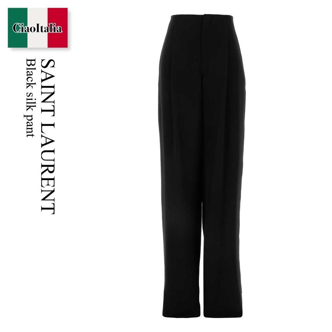 【数量限定・在庫限り・早い者勝ち!】 サンローラン / Saint Laurent Black Silk Pant / 811445 Y7I21 / 811445 Y7I21 1000 / 811445Y7I21 / 811445Y7I21 1000 / 811445Y7I211000 / パンツ|Ciao Italia
