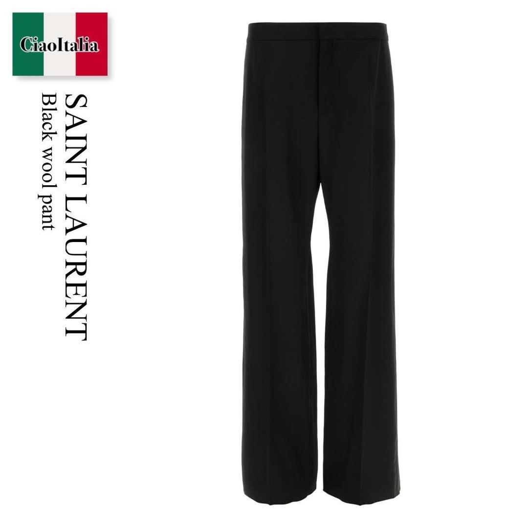 パンツ Saint Laurent PANTS (834634Y5K17 1000) wide-leg pants in wool canvas | Saint Laurent | YSL CA