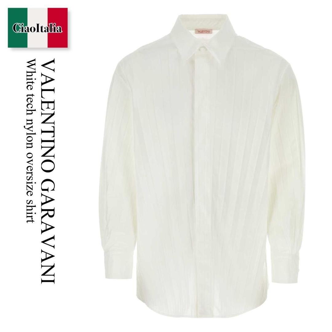【寸法押さえる・店卸し資産境界線・早め者制覇！】 バレンチノ / Valentino Garavani White Tech Nylon Oversize Shirt / 2V0ABX955ET / 2V0ABX955ET 0BO / 2V0ABX955ET0BO / プルオーバー