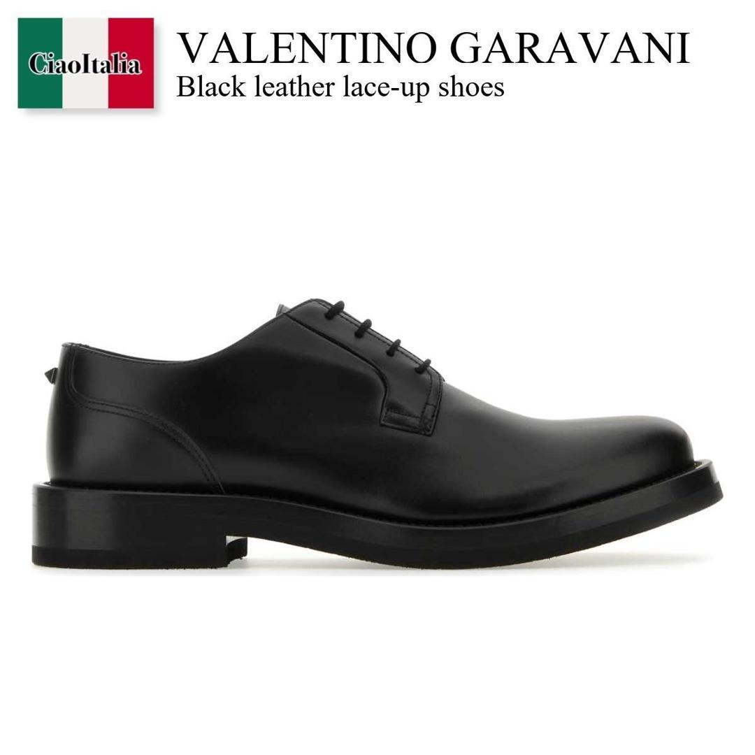 【数量限定・在庫限り・早い者勝ち!】 バレンチノ / Valentino Garavani Black Leather Lace-Up Shoes / 2Y0S0H04PGB / 2Y0S0H04PGB 0NO / 2Y0S0H04PGB0NO / ドレスシューズ・革靴・ビジネスシューズ