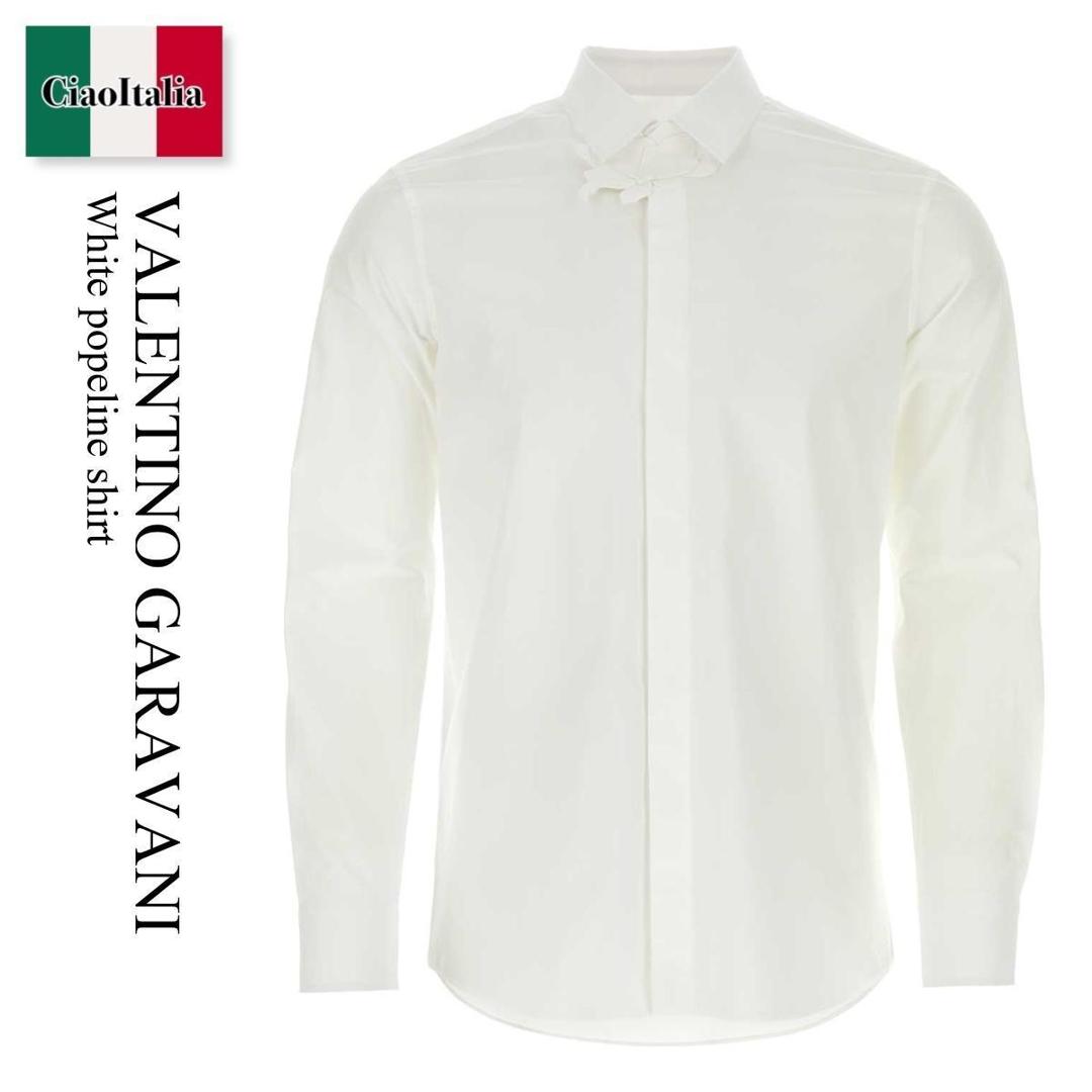 【寸法押さえる・店卸し資産境界線・早め者制覇！】 バレンチノ / Valentino Garavani White Popeline Shirt / 4V0AB76FA11 / 4V0AB76FA11 0BO / 4V0AB76FA110BO / プルオーバー