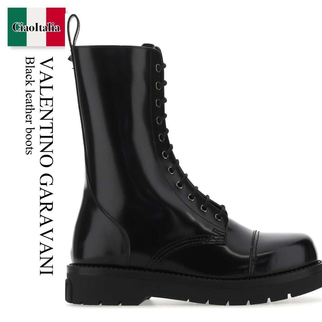 バレンティーノ・ガラヴァーニ VLogo Signatureブラックブーツ Vlogo Signature Calfskin Ankle Boot 30mm for Woman in Black