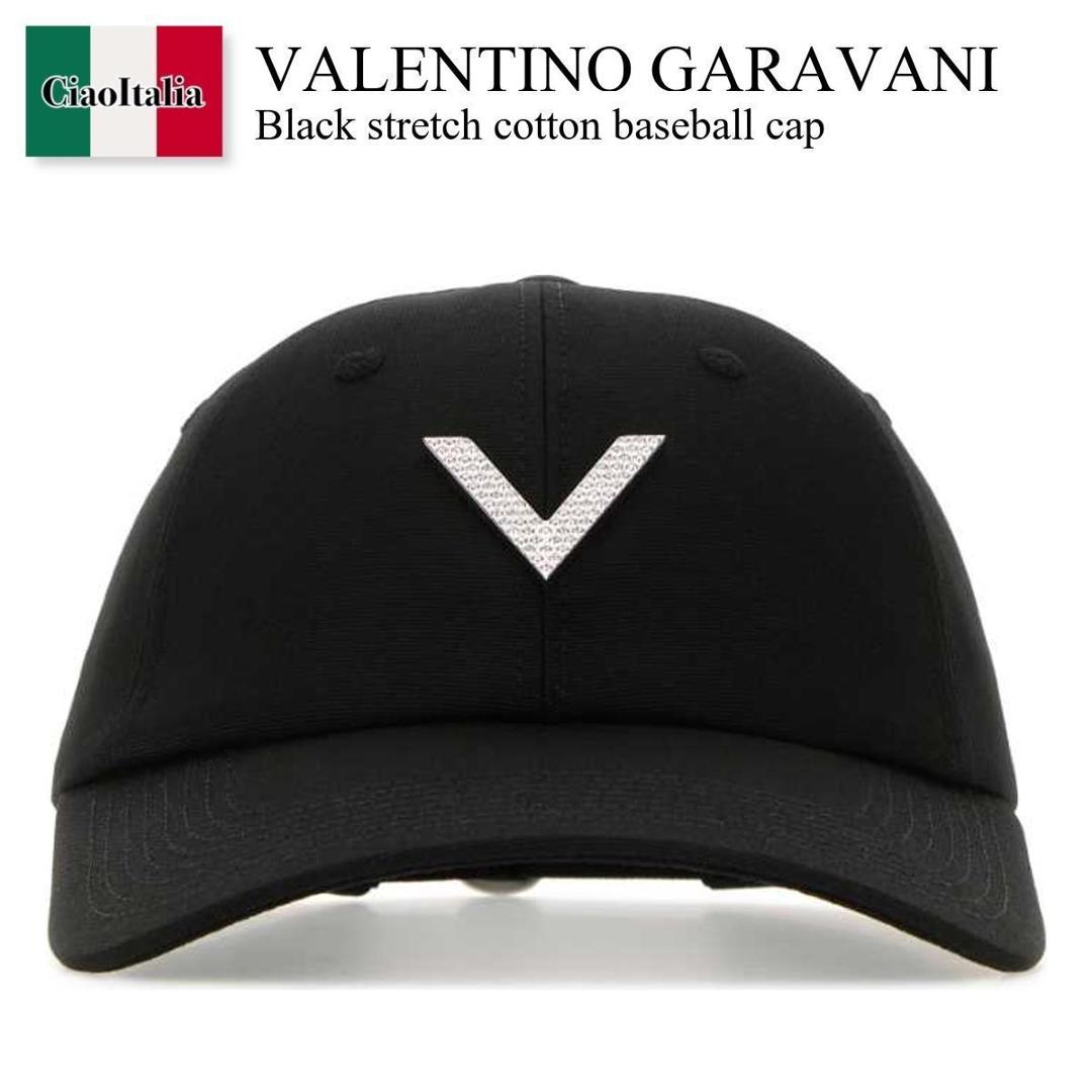 【寸法押さえる・店卸し資産境界線・早め者制覇！】 バレンチノ / Valentino Garavani Black Stretch Cotton Baseball Cap / 4W2HDA25ZDH / 4W2HDA25ZDH YGM / 4W2HDA25ZDHYGM / 旗がしら