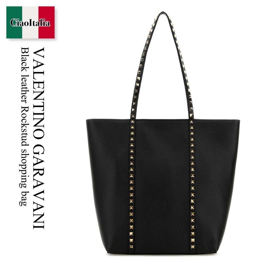 【数量限定・在庫限り・早い者勝ち！】 バレンチノ / かばん / カバン / Valentino Garavani Black Leather Rockstud Shopping Bag / 6W2B0Q99VSF / 6W2B0Q99VSF 0NO / 6W2B0Q99VSF0NO / トートバッグ