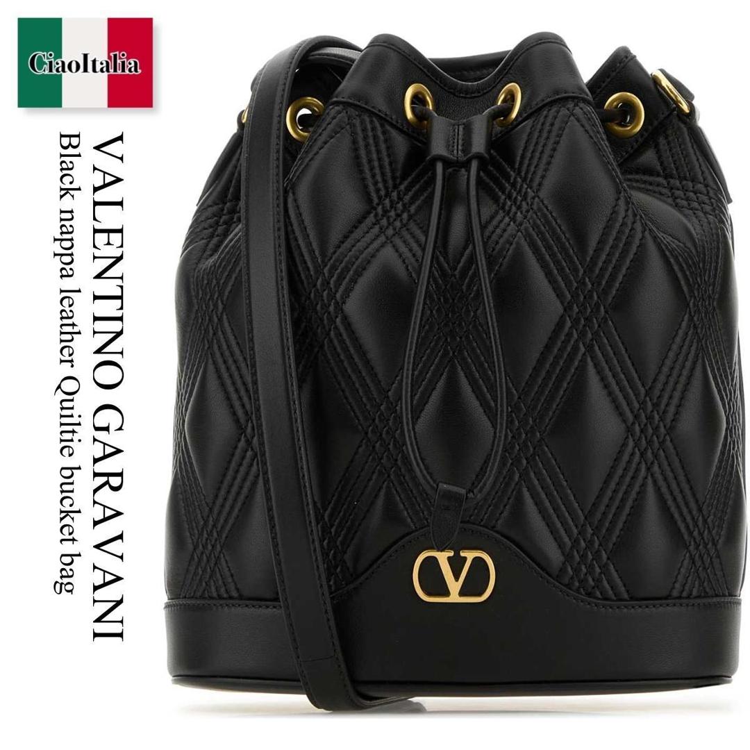 【数量限定・在庫限り・早い者勝ち！】 バレンチノ / かばん / カバン / Valentino Garavani Black Nappa Leather Quiltie Bucket Bag / 6W2B0R01MIC / 6W2B0R01MIC 0NO / 6W2B0R01MIC0NO / ショルダーバッグ・ポシェット