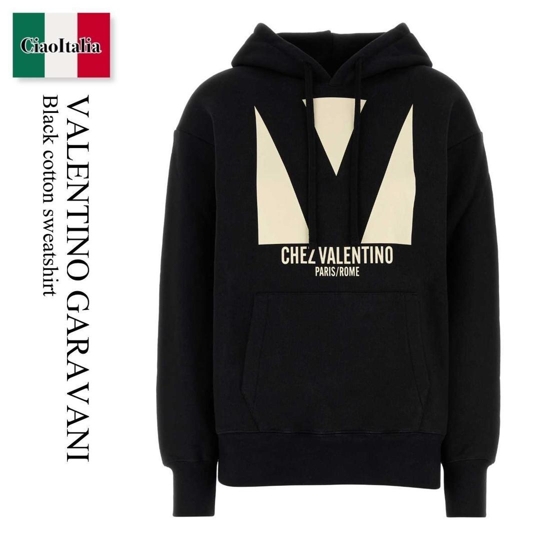 【物量制限事項・店卸し資産極限点・早め者制覇！】 バレンチノ / Valentino Garavani Black Cotton Sweatshirt / 6B3MF24I960 / 6B3MF24I960 0NO / 6B3MF24I9600NO / パーカー・フーディ