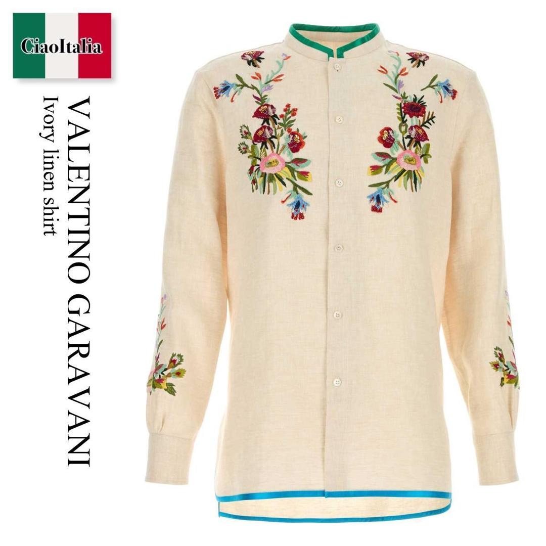 【寸法押さえる・店卸し資産境界線・早め者制覇！】 バレンチノ / Valentino Garavani Ivory Linen Shirt / 6V3ABQ15AKR / 6V3ABQ15AKR QTA / 6V3ABQ15AKRQTA / プルオーバー