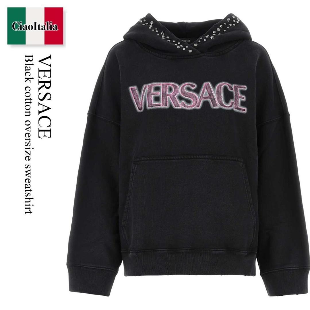 【寸法押さえる・店卸し資産境界線・早め者制覇！】 ヴェルサーチェ / Versace Black Cotton Oversize Sweatshirt / 10081 701A06531 / 10081 701A06531 2B110 / 10081701A06531 / 10081701A06531 2B110 / 10081701A065312B110 / パーカー・フーディ