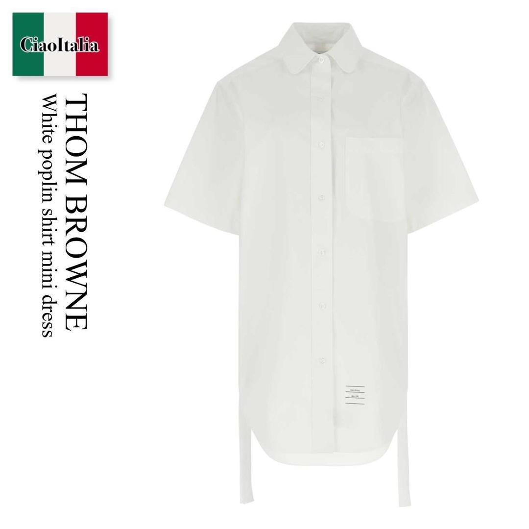 【数量限定・在庫限り・早い者勝ち！】 トム ブラウン / Thom Browne White Poplin Shirt Mini Dress / FDSD91AF0184 / FDSD91AF0184 100 / FDSD91AF0184100 / ワンピース