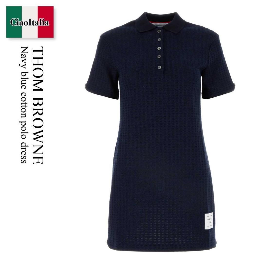 【数量限定・在庫限り・早い者勝ち!】 トム ブラウン / Thom Browne Navy Blue Cotton Polo Dress / FJD112AJ0133 / FJD112AJ0133 415 / FJD112AJ0133415 / ワンピース