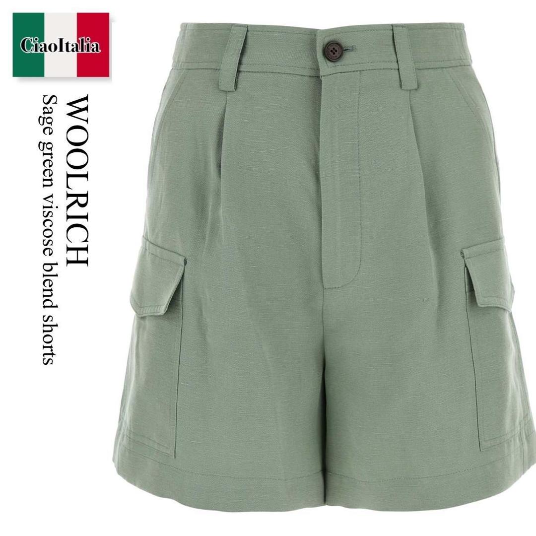 【数量限定・在庫限り・早い者勝ち！】 ウールリッチ / Woolrich Sage Green Viscose Blend Shorts / CFWWSH0036FRUT3043 / CFWWSH0036FRUT3043 621 / CFWWSH0036FRUT3043621 / ショートパンツ