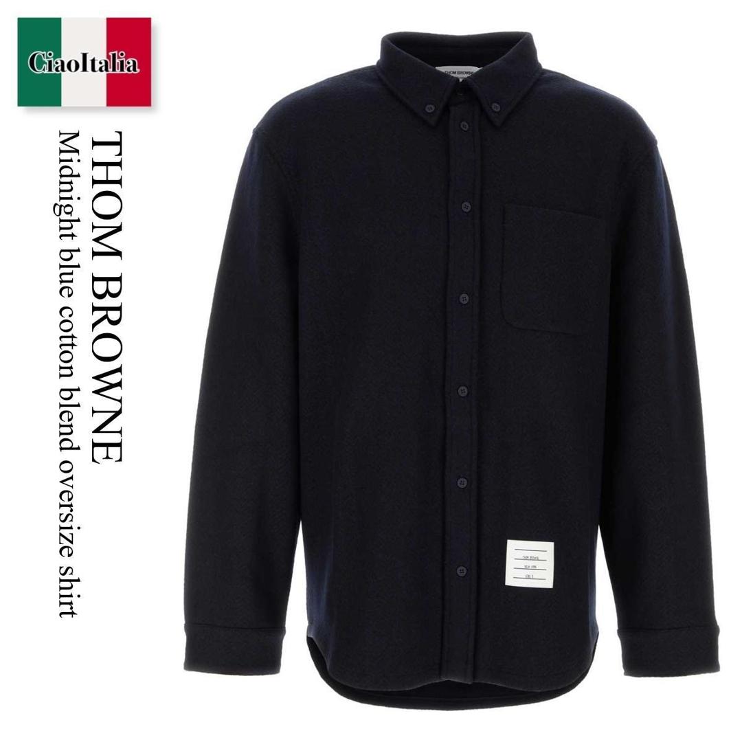 【寸法押さえる・店卸し資産境界線・早め者制覇！】 トム 赤銅色 / Thom Browne Midnight Blue Cotton Blend Oversize Shirt / MJT495AJ0160 / MJT495AJ0160 415 / MJT495AJ0160415 / プルオーバー