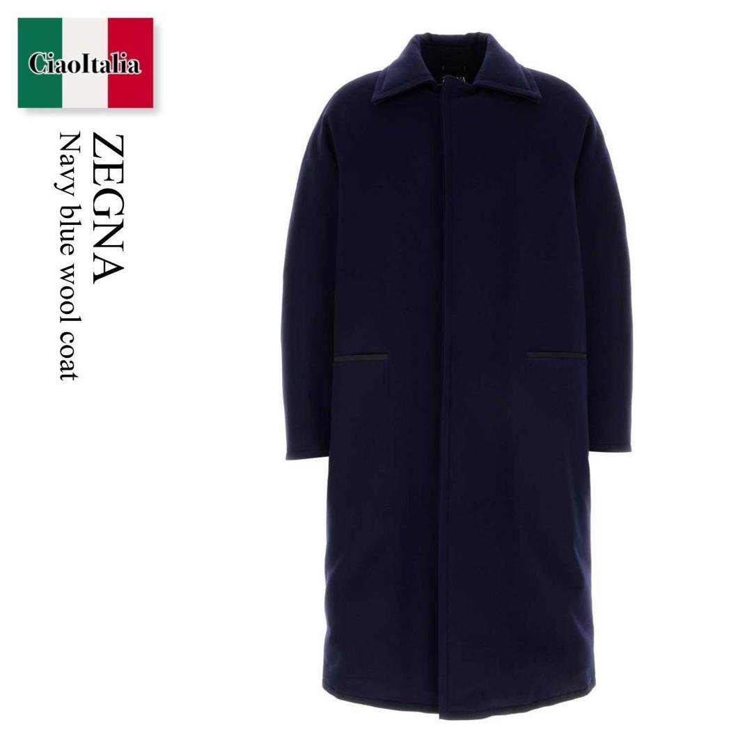 【量目押さえる・店卸し資産極限点・早め者制勝！】 エルメネジルドゼニア / Zegna Navy Blue Wool Coat / RUET45A8EL123 / RUET45A8EL123 P08R / RUET45A8EL123P08R / ピーコート
