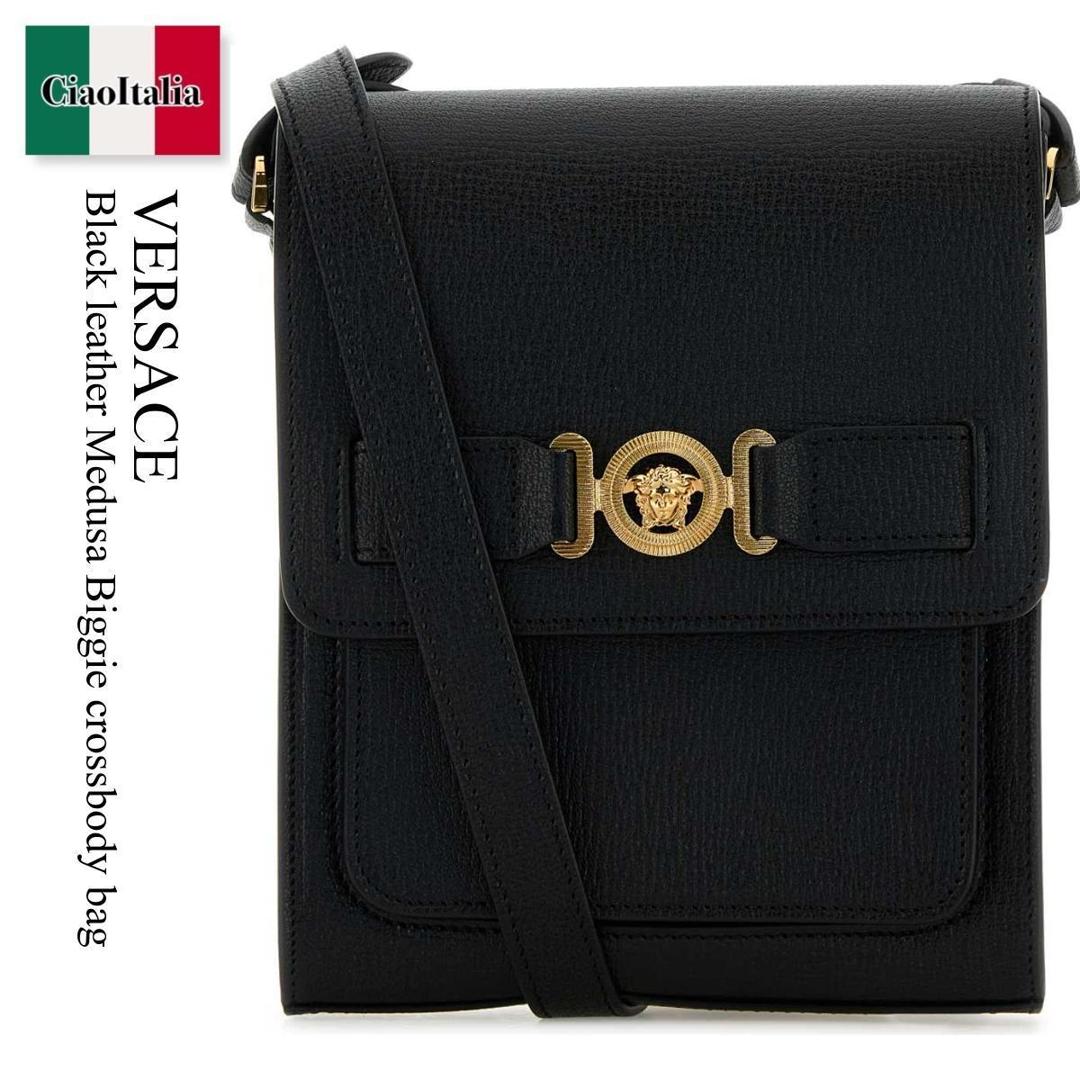 VERSACE⭐︎メデューサビギーメッセンジャーバッグ メドゥーサ ビギー クロスボディ バッグ ブラック,ゴールド
