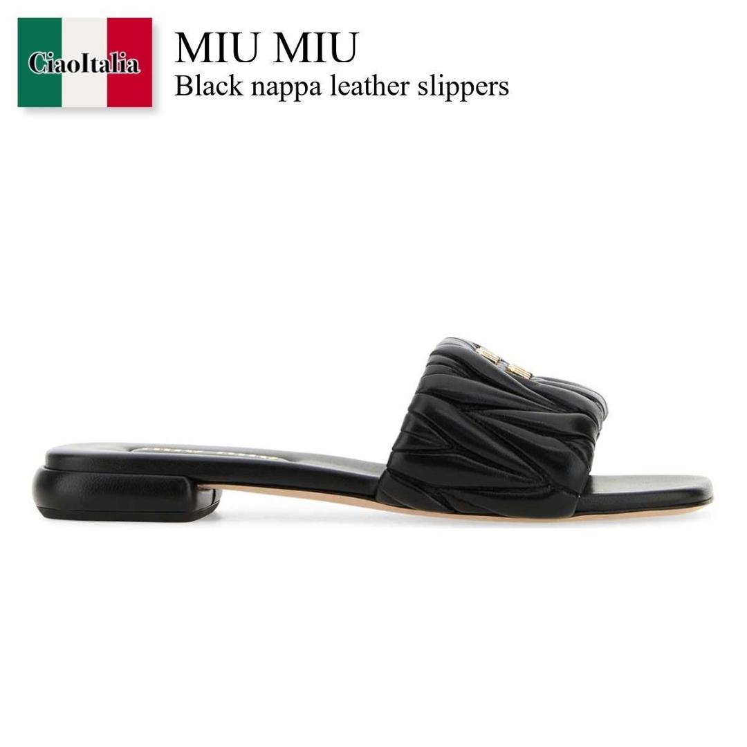 miu miu ブラック ミュール MIU MIU ミュール 37 ブラック パテントレザー | MixTHINKS