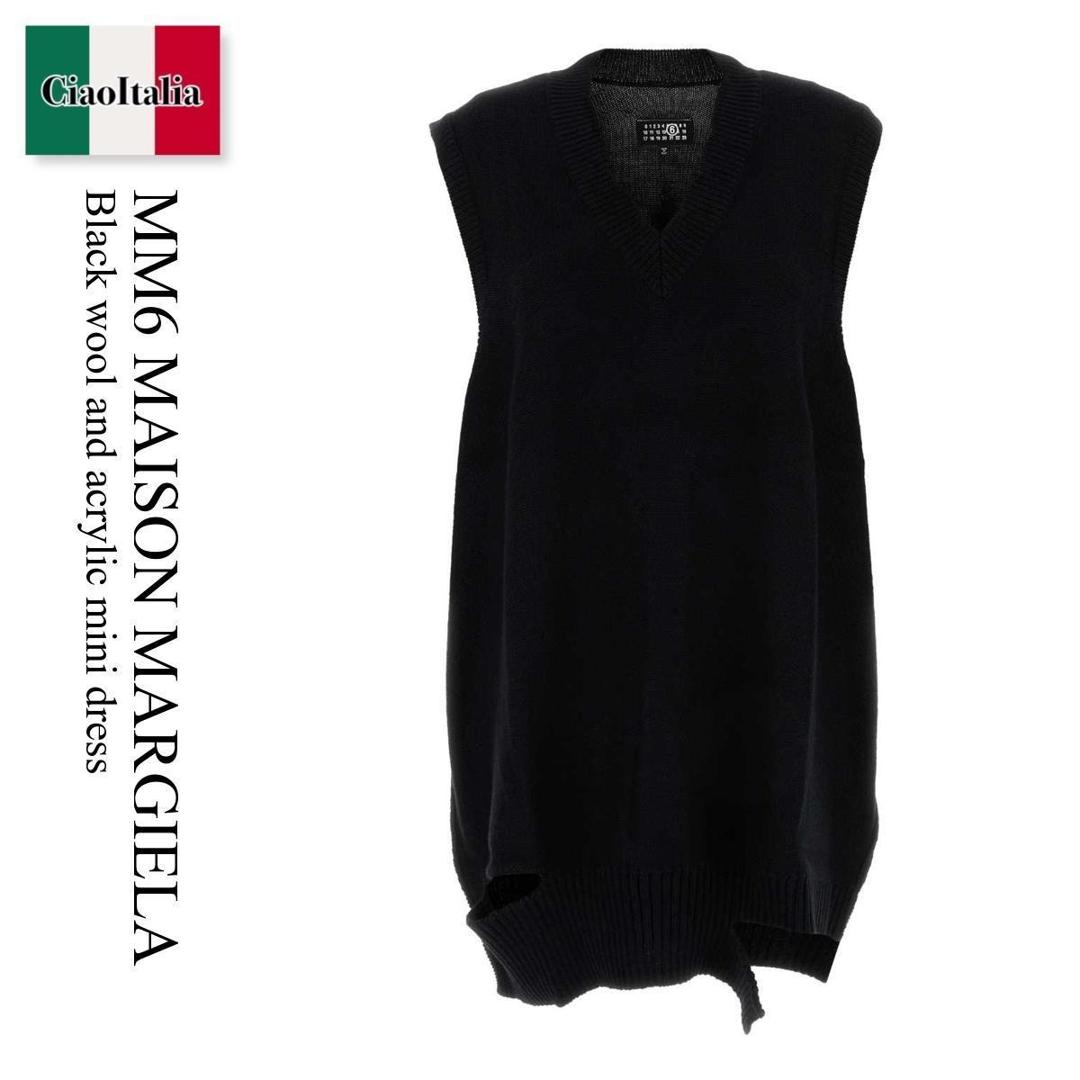 【数量限定・在庫限り・早い者勝ち！】 MM6 / Mm6 Maison Margiela Black Wool And Acrylic Mini Dress / S52DA0034 M13044 / S52DA0034 M13044 900 / S52DA0034M13044 / S52DA0034M13044 900 / S52DA0034M13044900 / ワンピース