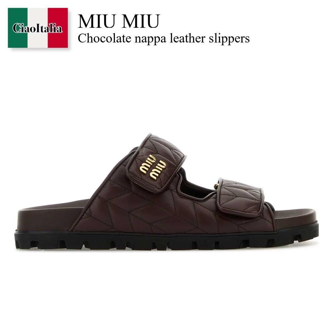 【MiuMiu】ロゴレタリング スリッポン サンダル ☆MiuMiu☆ ロゴ入りコットンスリッポン (MiuMiu/スリッポン