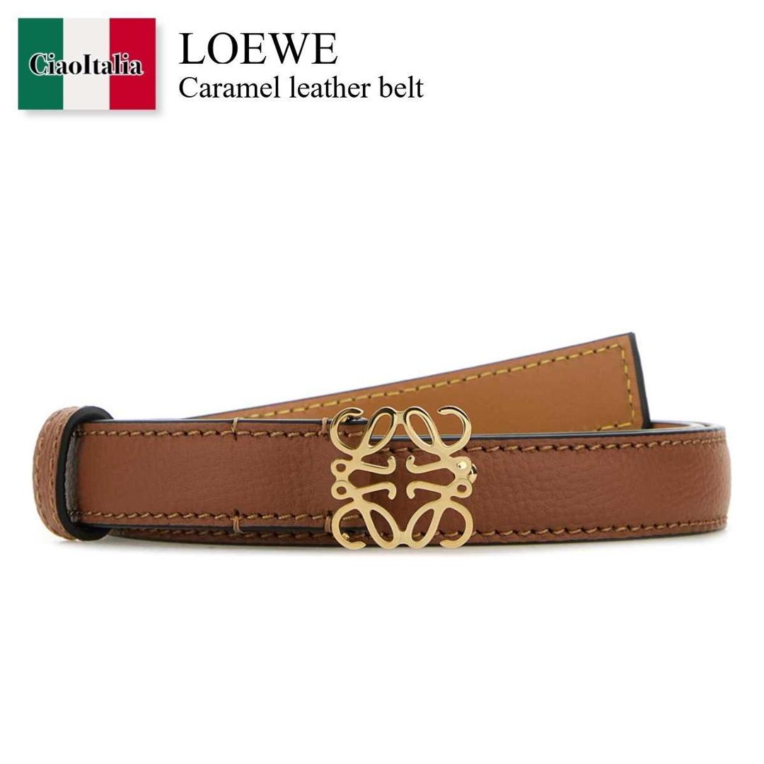 ロエベ ブラウン レザー ベルト アンティーク75センチ細幅 ラウンド ソフト ベルト（クラシックカーフ） ブラック - LOEWE
