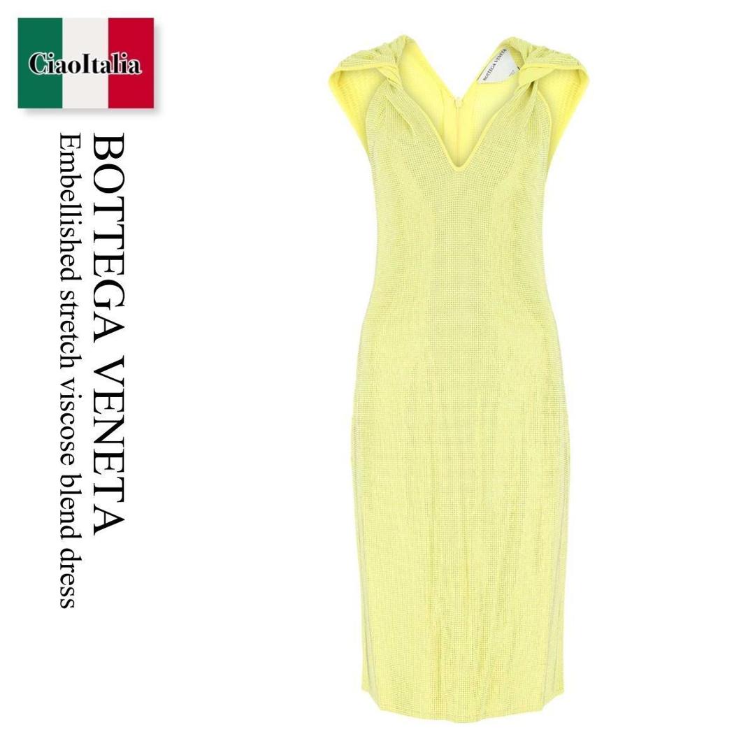 【数量限定・在庫限り・早い者勝ち！】 ボッテガ・ヴェネタ / Bottega Veneta Embellished Stretch Viscose Blend Dress / 707997 V27R0 / 707997 V27R0 7400 / 707997V27R0 / 707997V27R0 7400 / 707997V27R07400 / ワンピース