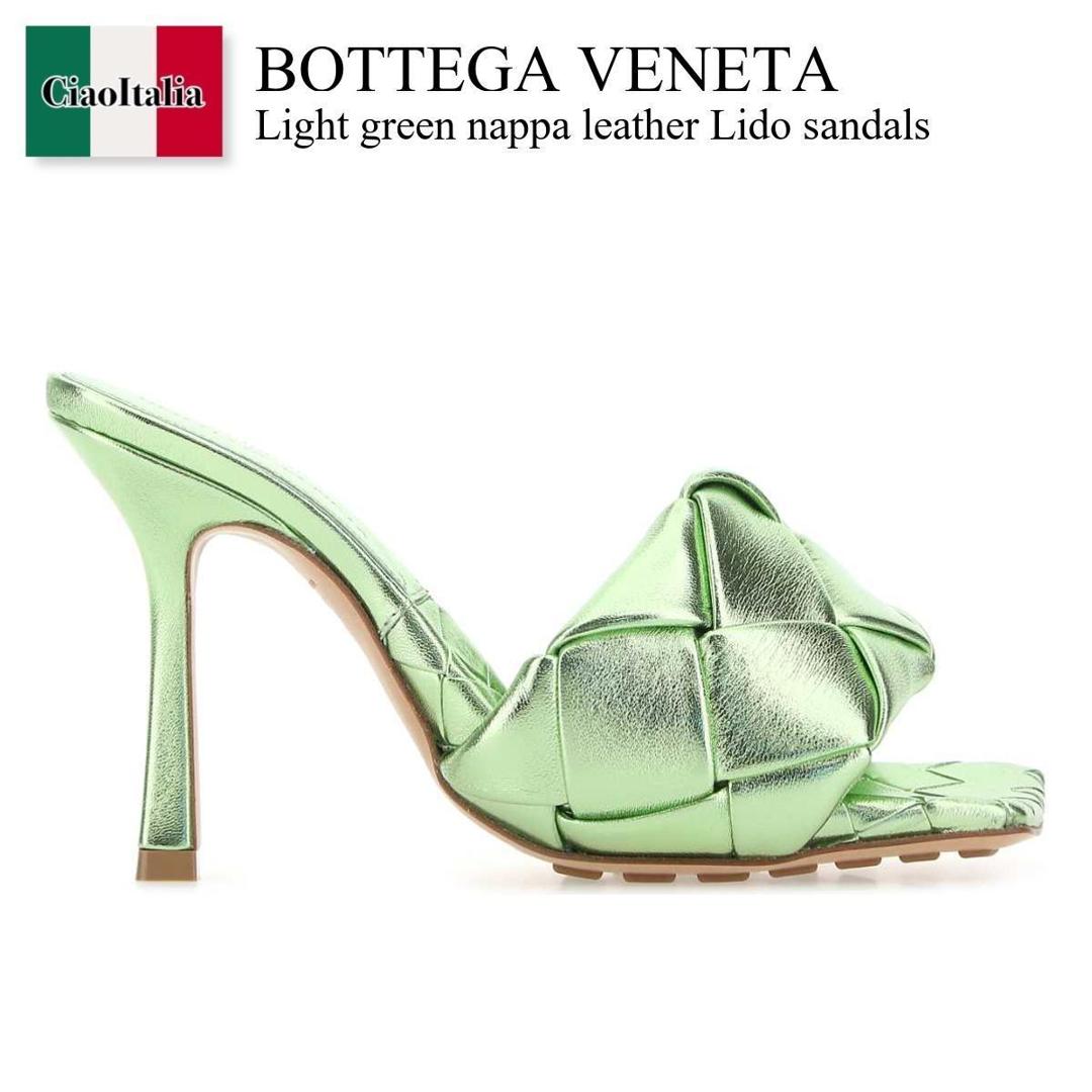 【分量制限事項・店卸し資産区分け・早め者白星！】 ボッテガ・ヴェネタ / Bottega Veneta Light Green Nappa Leather Lido Sandals / 608854 V29N0 / 608854 V29N0 3505 / 608854V29N0 / 608854V29N0 3505 / 608854V29N03505 / サンダル・ミュール