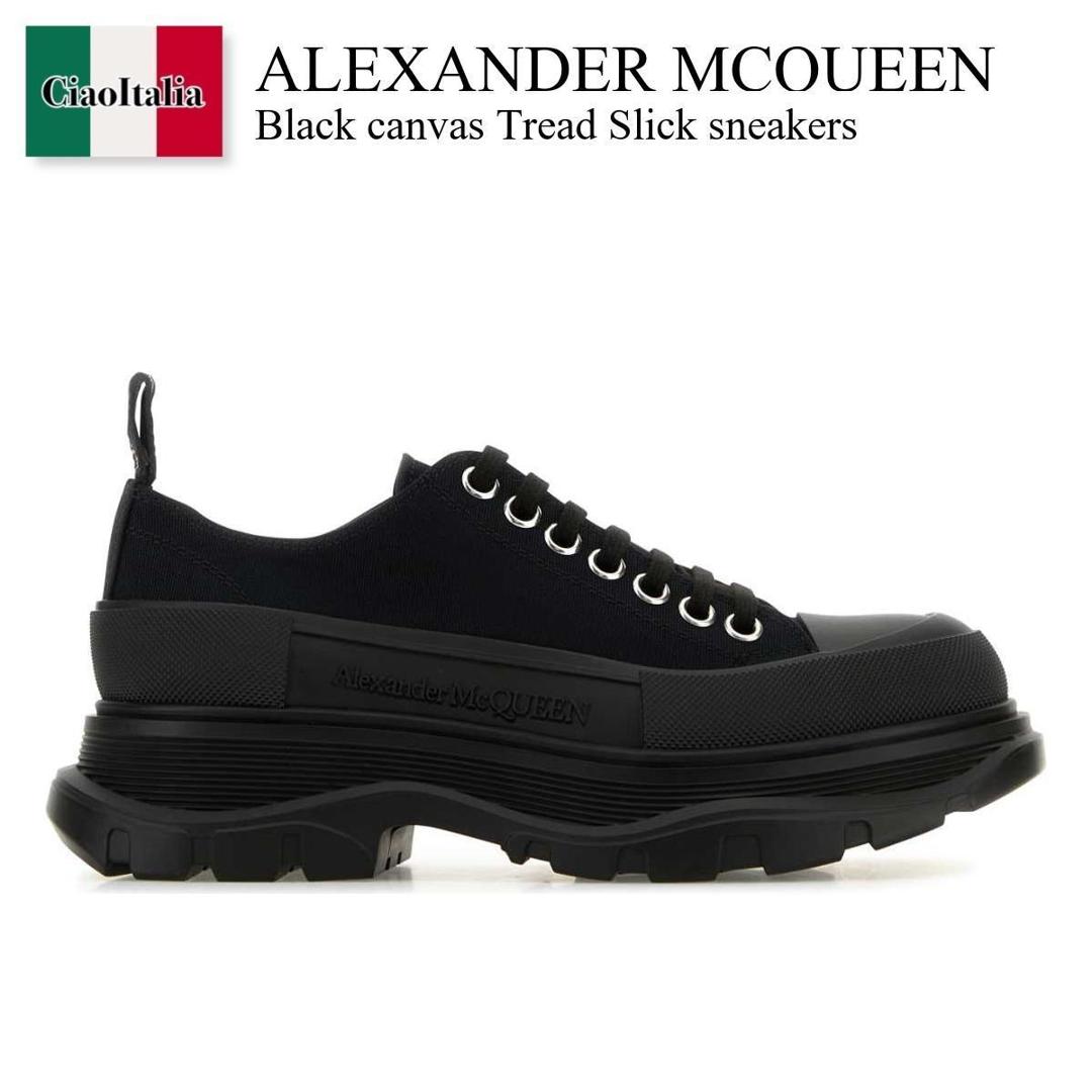 【数量限定・在庫限り・早い者勝ち！】 アレキサンダー・マックイーン / Alexander Mcqueen Black Canvas Tread Slick Sneakers / 697072 W4AAQ / 697072 W4AAQ 1000 / 697072W4AAQ / 697072W4AAQ 1000 / 697072W4AAQ1000 / ローファー・オックスフォード