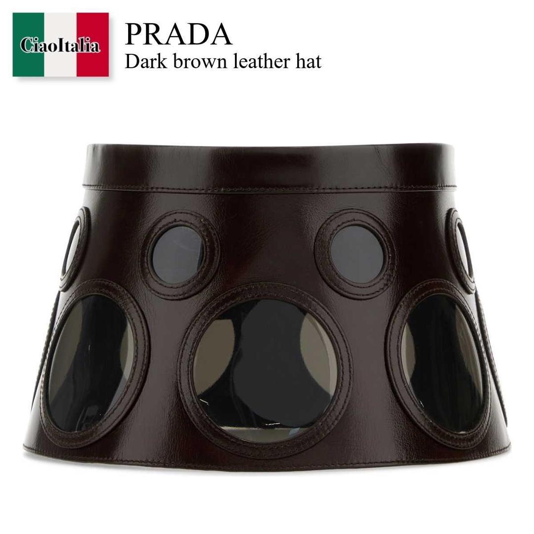 【寸法押さえる・店卸し資産境界線・早め者制覇！】 プラダ / Prada Dark Brown Leather Hat / 1HV029 F0003 / 1HV029 2HHU F0003 / 1HV0292HHU / 1HV0292HHU F0003 / 1HV0292HHUF0003 / かぶり笠
