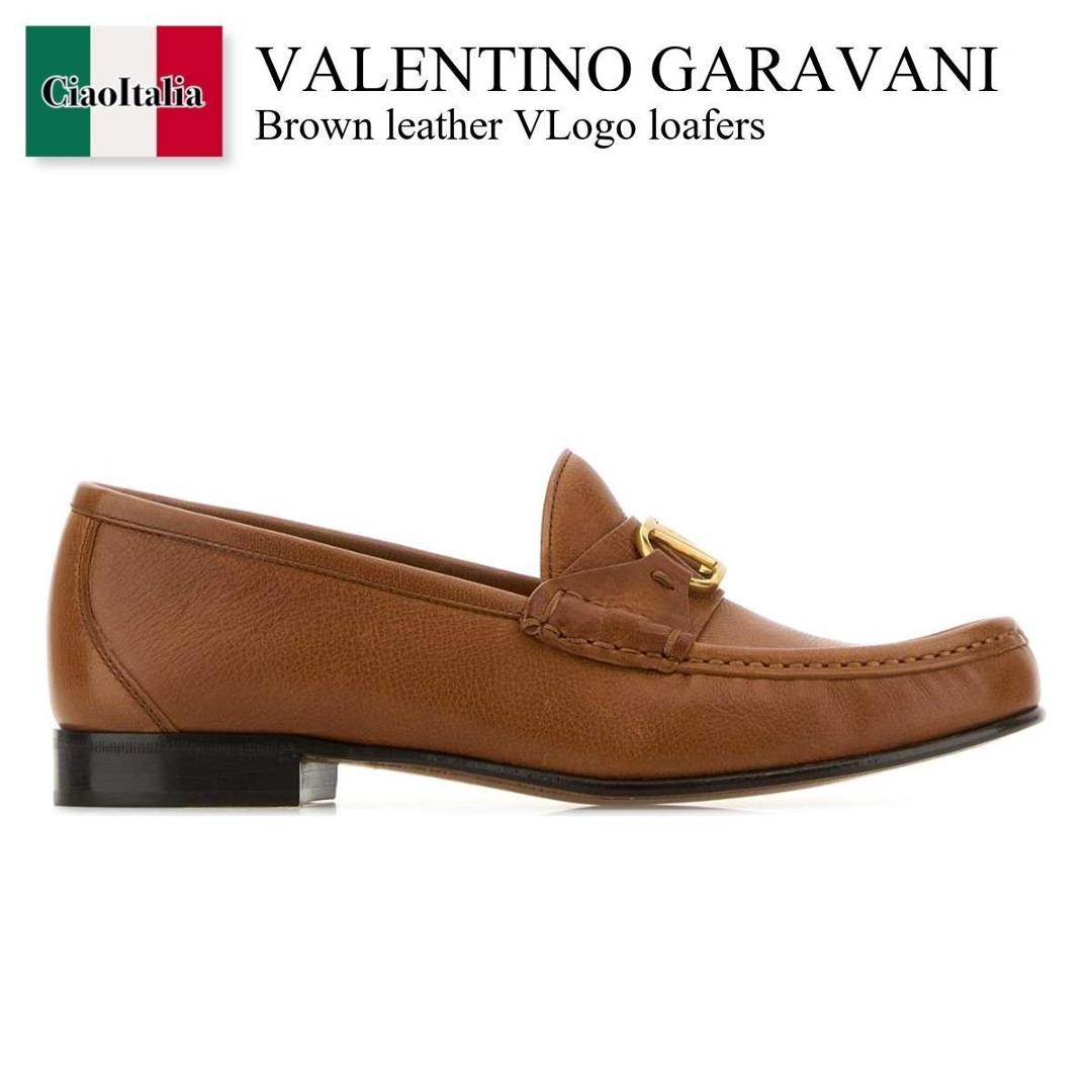 【寸法押さえる・店卸し資産境界線・早め者制覇！】 バレンチノ / Valentino Garavani Brown Leather Vlogo Loafers / 6W2S0LM0EWV / 6W2S0LM0EWV N58 / 6W2S0LM0EWVN58 / 置き目毛革・オックスフォード