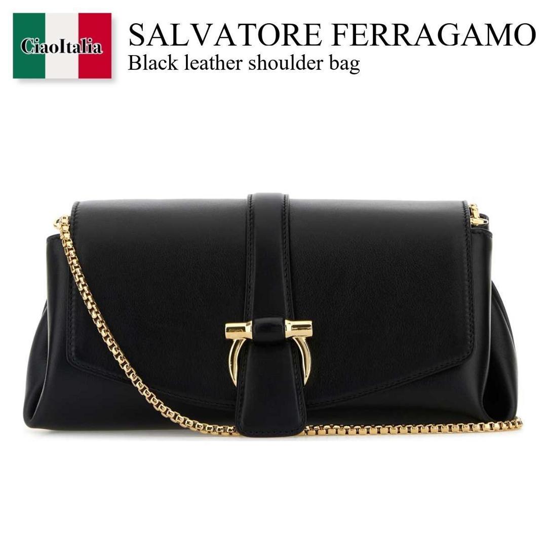 Salvatore Ferragamo ガンチーニ カメラバッグ 本革 ブラック Vintage Salvatore Ferragamo サルヴァトーレ・フェラガモ 2WAY