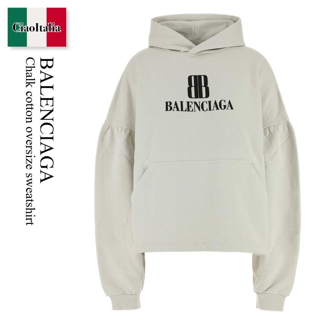 【物量制限事項・店卸し資産極限点・早め者制覇！】 バレンシアガ / Balenciaga Chalk Cotton Oversize Sweatshirt / 818433 TSVO3 / 818433 TSVO3 9012 / 818433TSVO3 / 818433TSVO3 9012 / 818433TSVO39012 / パーカー・フーディ