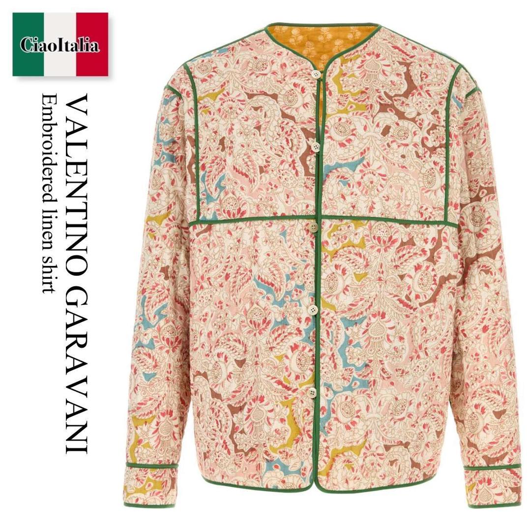 【寸法押さえる・店卸し資産境界線・早め者制覇！】 バレンチノ / Valentino Garavani Embroidered Linen Shirt / 7V3ABR70B1C / 7V3ABR70B1C QD7 / 7V3ABR70B1CQD7 / プルオーバー