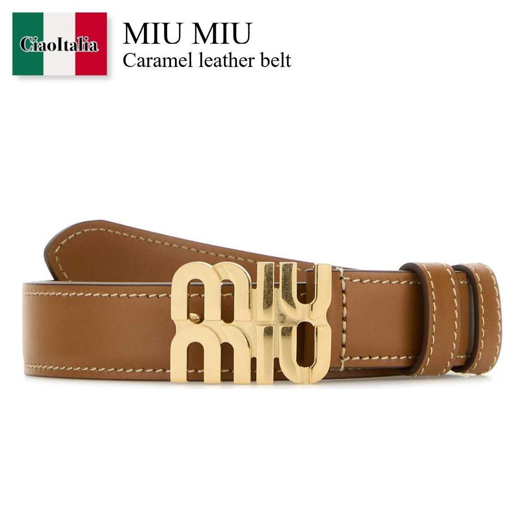 miumiu ミュウミュウ レザー ベルト キャメル キャメル レザー ベルト | Miu Miu