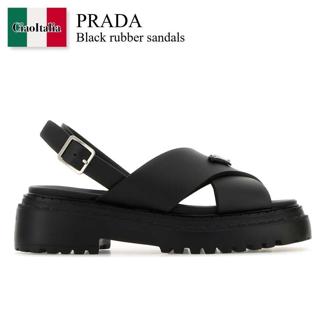 楽天市場】プラダ PRADA レザーサンダル 三角ロゴ フラット スポーツ