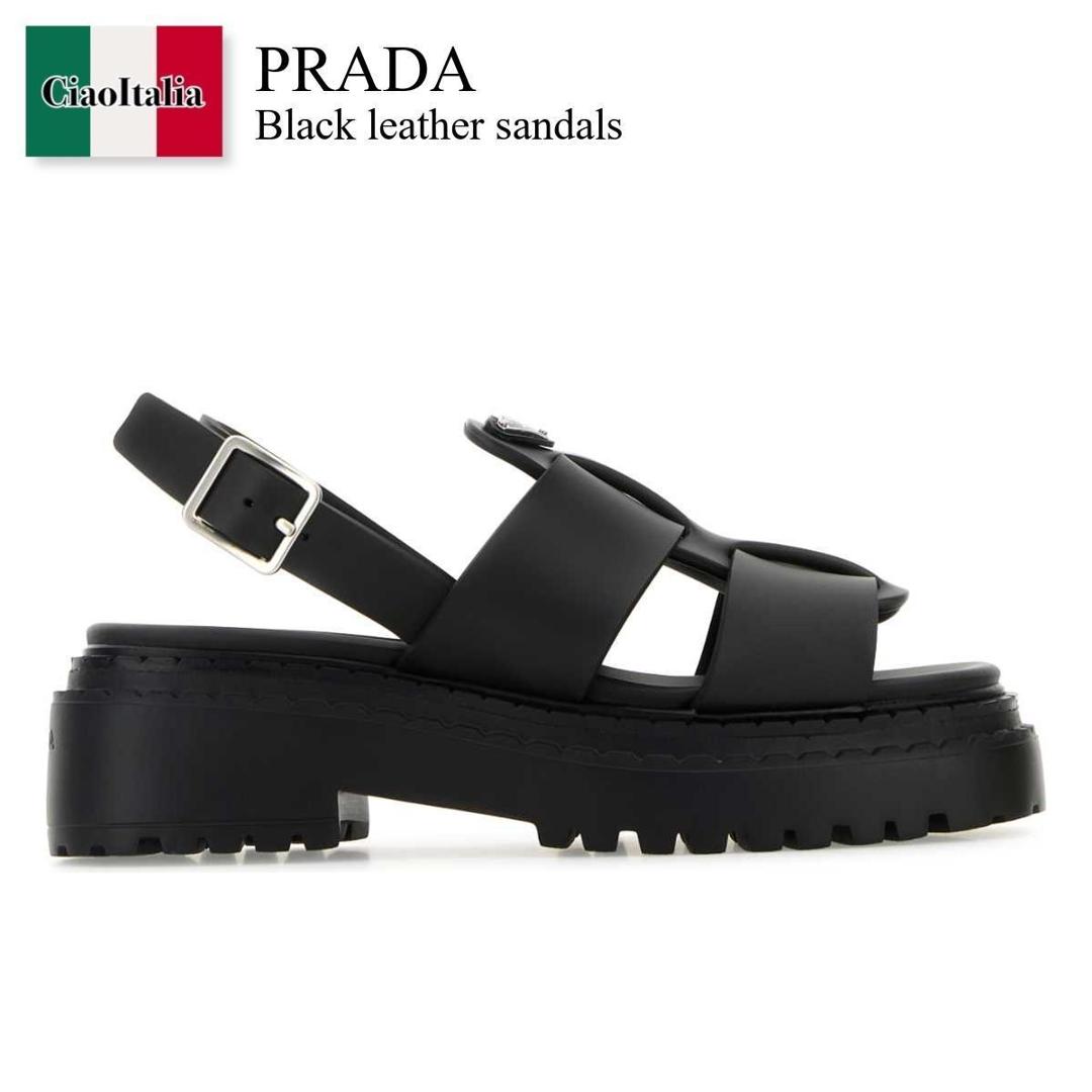 注目 PRADA◆ナッパレザー パデッド クリスクロス サンダル ロゴ prada03062404_3.jpg