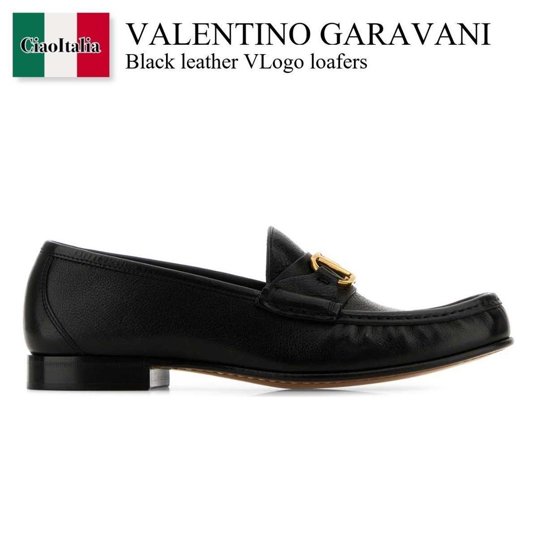 【寸法押さえる・店卸し資産境界線・早め者制覇！】 バレンチノ / Valentino Garavani Black Leather Vlogo Loafers / 7W2S0LM0EWV / 7W2S0LM0EWV 0NO / 7W2S0LM0EWV0NO / 置き目毛革・オックスフォード