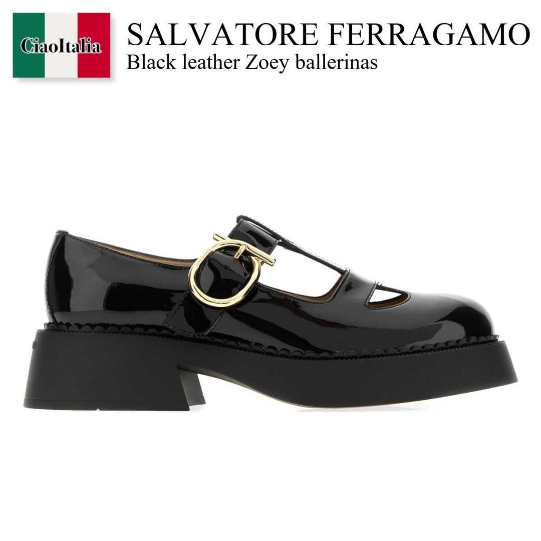 【寸法押さえる・店卸し資産境界線・早め者制覇！】 フェラガモ / Salvatore Ferragamo Black Leather Zoey Ballerinas / 01K324 784758 / 01K324 784758 NEROBISCOTTO / 01K324784758 / 01K324784758 NEROBISCOTTO / 01K324784758NEROBISCOTTO / 置き目毛革・オックスフォード