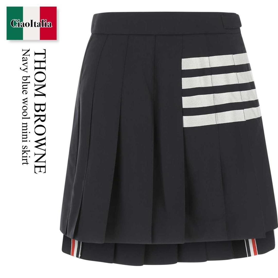 トムブラウン スカート ネイビー 中古・古着通販】Thom Browne (トムブラウン) プリーツミニ